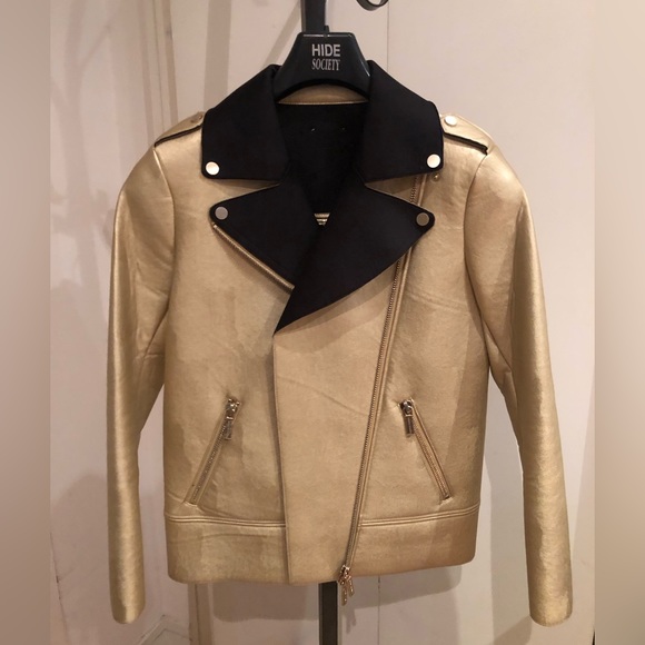 Armani Exchange Gold Biker Jacket - Picture 1 of 3